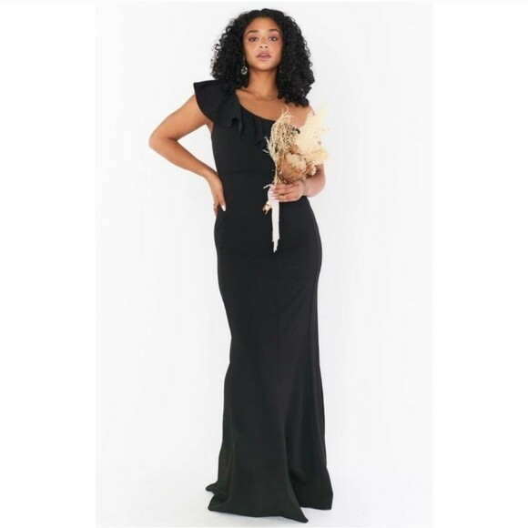 Show Me Your MuMu Florentine One Shoulder Maxi Dress Black Stretch Party - Picture 1 of 7